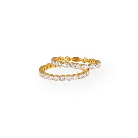22ct Gold Set of 2 Stacking Eternity Rings with Swarovski Zirconia Sto