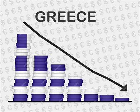 Premium Vector | Greece economic collapse decreasing values with coins ...