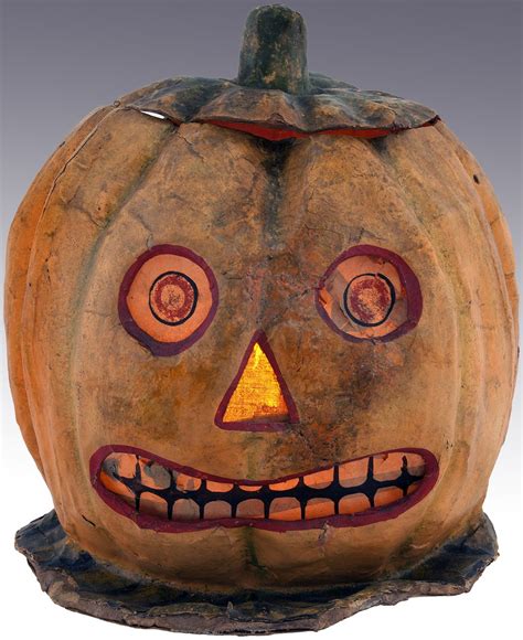 Superb vintage HALLOWEEN decor 14.5" JACK O'LANTERN JOL PAPIER-MACHE ...