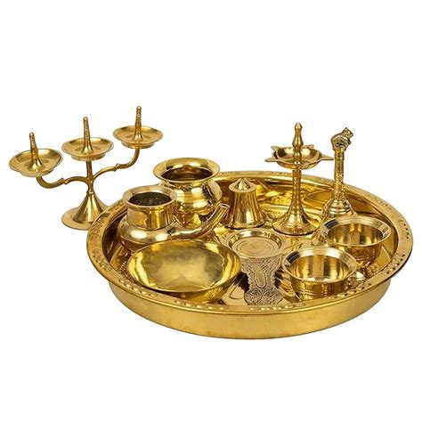Putrika Traditional Handcrafted Brass Ashta Mangala Pooja Thali Set ...