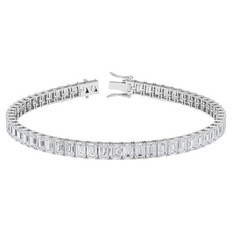 31.45CT Emerald Cut Natural Diamond Tennis Bracelet 6.9" Platinum For ...