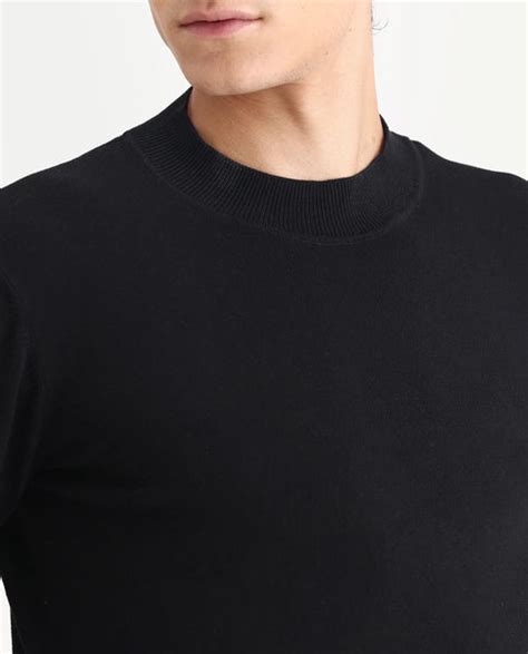 Rare Rabbit Men's Alfo 1 Black Viscose Plain Slim Fit Full Sleeve High