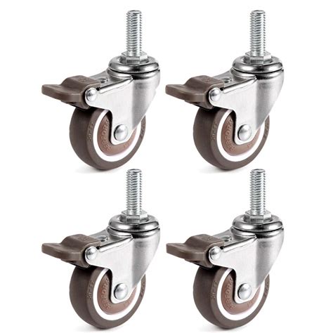 Skelang 1' Swivel Threaded Stem Casters, TPE Mute Crib Caster, M6Ãƒâ ...