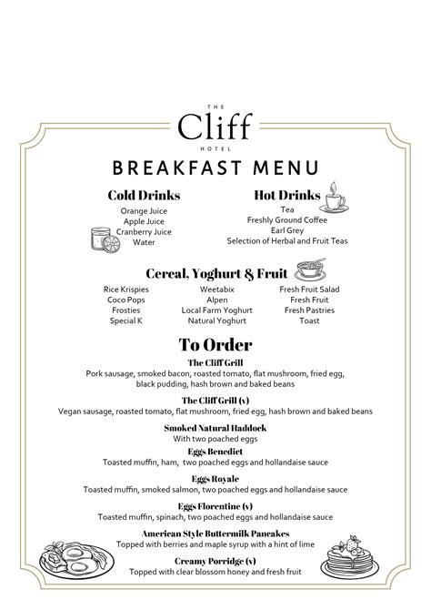 Our Breakfast Menu | Hotels with Breakfast in Norfolk | The Cliff Hotel
