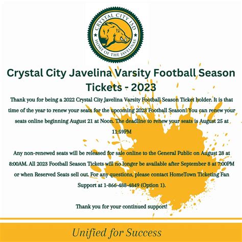 Attention Javelina Football Season Ticket Holders! | Crystal City ...