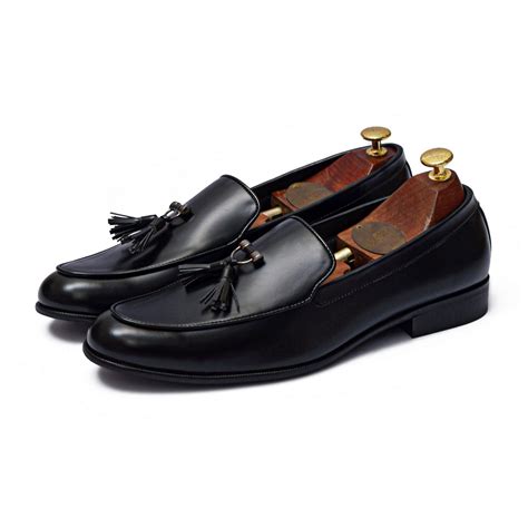 Buy Rhino Black Metal Tassel Slip-On Premium Vegan Leather Shoes