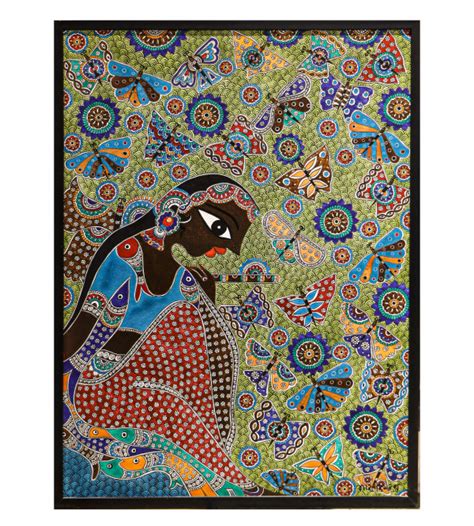 Fish Madhubani Art Painting For Home Wall Art Decor ( Without Frame )