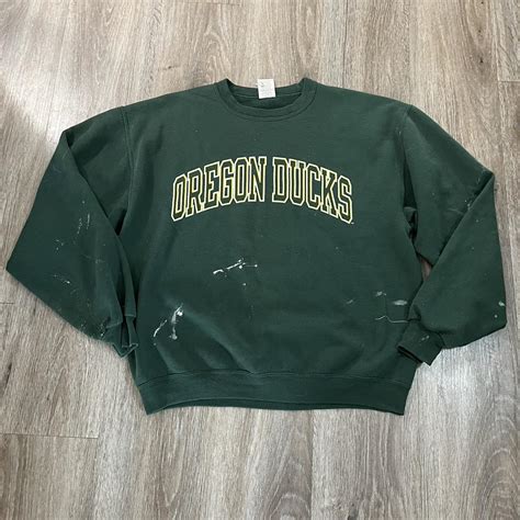 M vintage oregon ducks sweatshirt paint stains shown - Depop