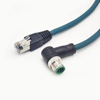 3.28ft M12 4 Pin D Code Male Right Angled to RJ45 Male High Flex Cat6 ...
