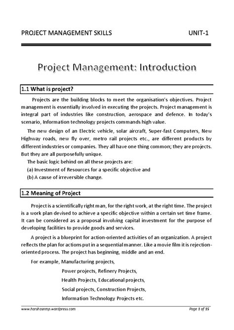 Project management skills unit 1 notes v1 - PROJECT MANAGEMENT SKILLS ...