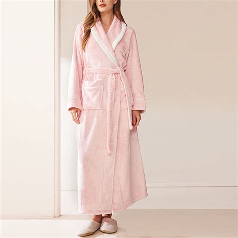 COMOREBI Winter Long Bathrobe for Women Solid Color Plush Thickened ...