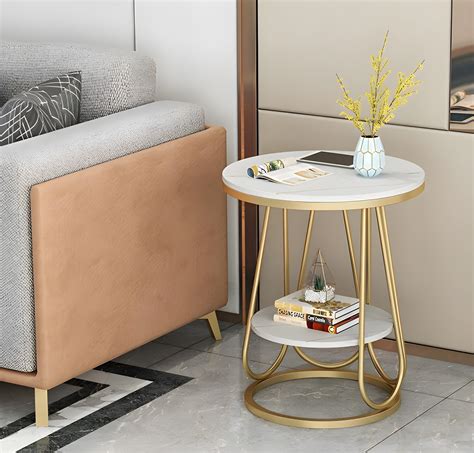 WOODEN ACCENTS Luxury Gold Metal Coffee Table | Engineered Wood Top ...