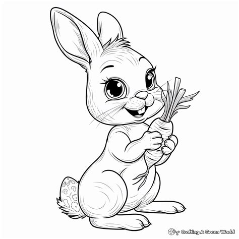 Bunny With Carrot Coloring Sheet