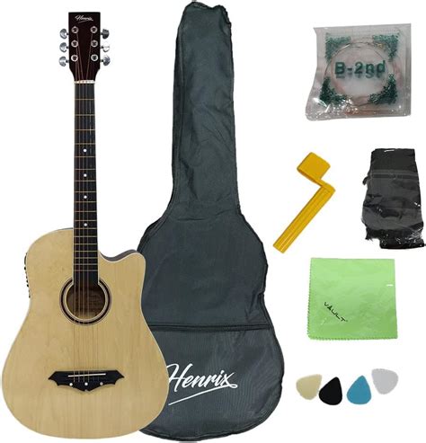 Henrix 38C 38 Inch Basswood Cutaway Acoustic Guitar With Dual Action ...