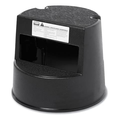 Rolling Step Stool, Curved Design, 2-Step, Retracting Casters, 350 lb Capacity, 16" Diameter x ...