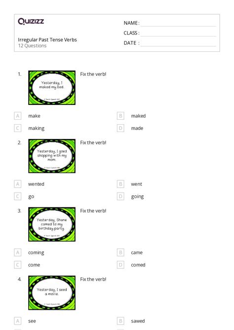 50+ Past Tense Verbs worksheets for 3rd Class on Quizizz | Free & Printable