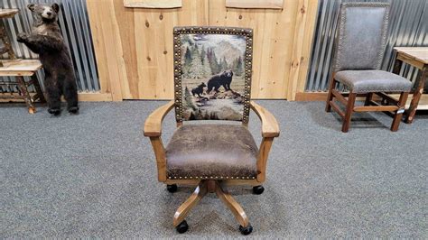 Hickory Upholstered Office Chair — EZ Mountain Rustic Furniture