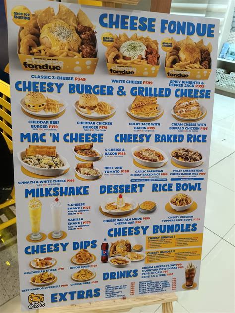 Menu at Everything But Cheese SM Fairview restaurant, Quezon City