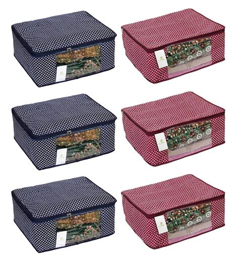 Homestrap Cotton Quilted Large Saree Cover/Wardrobe Organiser - Navy ...