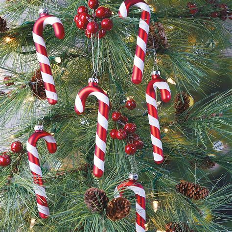 Current Candy Cane Glass Christmas Ornaments, XMAS Decor, Set of 6 Mini ...