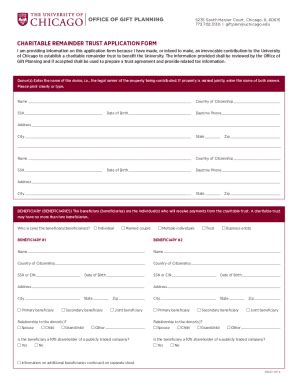 Fillable Online CHARITABLE REMAINDER TRUST APPLICATION FORM Fax Email ...