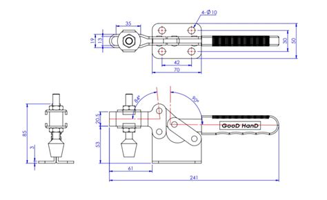Horizontal Toggle Clamp, Horizontal Type, U-Shaped Arm (Flange Base) GH ...