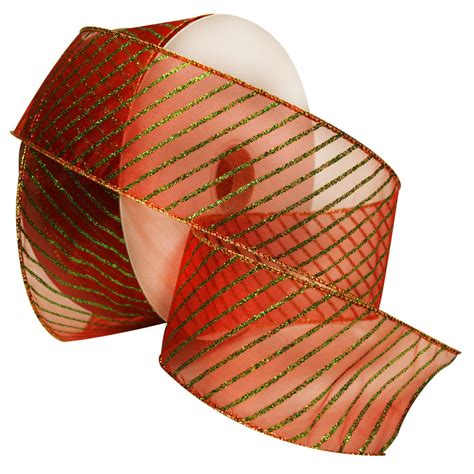 Morex Ribbon 7418.60/50-907 Stripes French Wired Glittering Organza ...