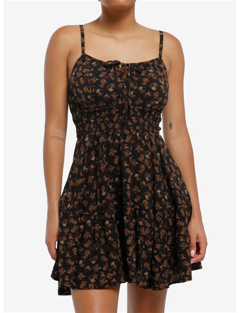 Thorn & Fable Brown Mushroom Cami Slip Dress | Hot Topic