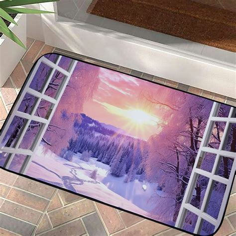 Shiartex Snowfall Sunset Purple Floor Mat for Home Entrance Kitchen ...