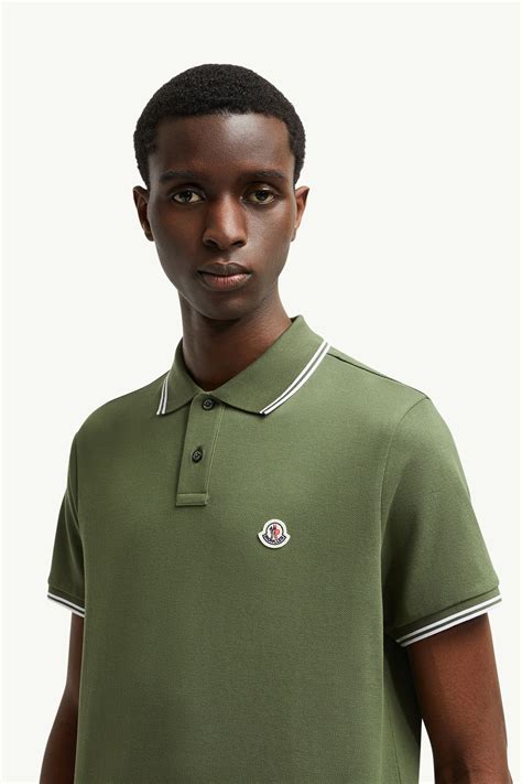 Olive Green Logo Patch Cotton Polo Shirt - Polos & T-shirts for Men ...