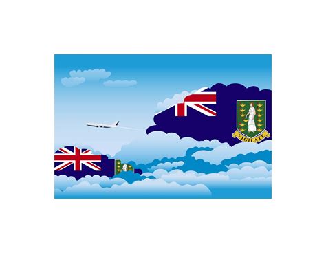 Virgin Islands UK Day Clouds Airplane Airport Flight Vector Illustrati ...