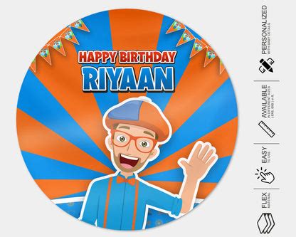 Blippi Theme Personalized Backdrop | Online Kids Birthday Party – Party ...