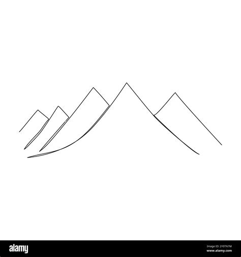 Single continuous line drawing mountains outline vector art illustration Mountain range ...