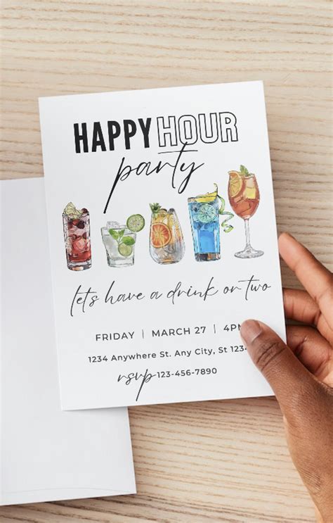 Happy Hour Party Invitation Template Happy Hour After Work Drinks ...