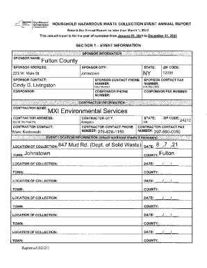 Fillable Online Annual Report for Household Hazardous Waste Collection ...