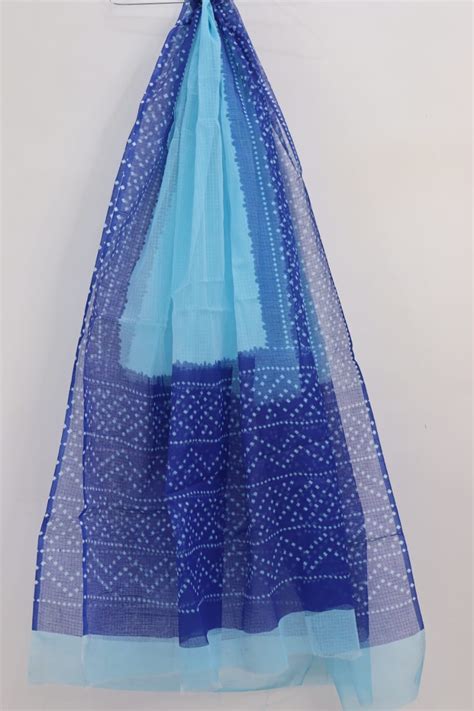 Elegant Blue-Sky Blue Dot Design Kota Doria Dupatta – Kotadoriaworld