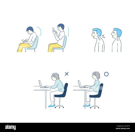 Good sitting posture, bad sitting posture, straight neck Stock Photo - Alamy