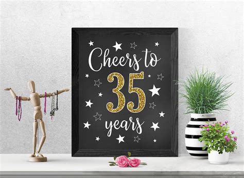 Cheers to 35 Years, 35th Birthday Sign, Happy 35th Birthday, 35th ...