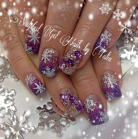 Purple winter Christmas snowflake nails | Holiday nails winter ...