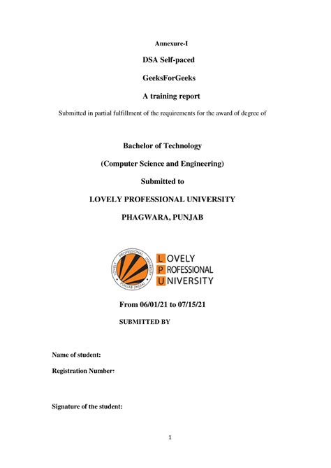 Report - none - Annexure-I DSA Self-paced GeeksForGeeks A training ...