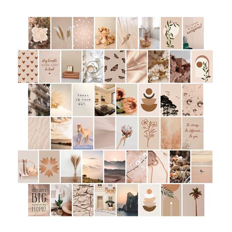 Buy Beige Boho Wall Collage Kit Aesthetic Pictures, Collage Kit for ...