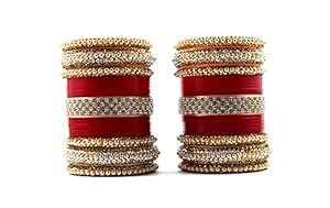 Buy Imprexis Store Red Designer Punjabi Chuda Set for Women Traditional ...