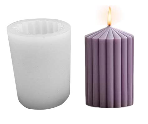 FirstTry Striped Pillar Candle Molds I 3D Cylindrical Round Shape ...