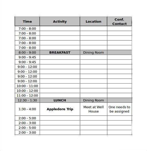 Interview Schedule Template Word File 的图像结果