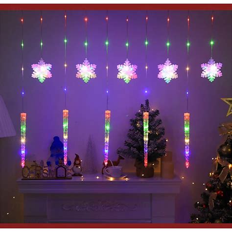 Christmas Window Light Indoor Snowflake Ice Pick Curtain Fairy String ...