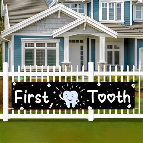 First Tooth Banner for Baby Girl Boy, Kids Loose First Tooth/Grown-up First Tooth Yard Sign ...