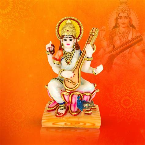 Buy Vedic Vaani Polyresin Goddess Saraswati Maa Spiritual Puja Vastu ...
