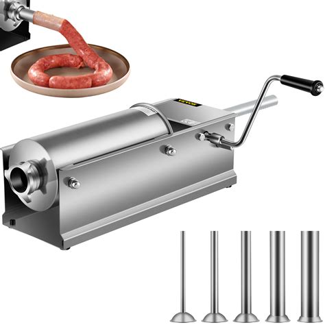 VEVOR Horizontal Sausage Stuffer 5L/11Lbs Manual Sausage Maker With 5 ...