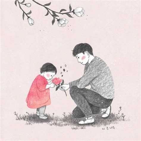 超暖心的铅笔手绘父女插画图片(2)- 中国风