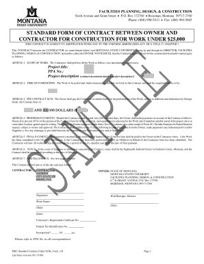 Fillable Online montana Form 110 Contract Construction Under $25000 ...
